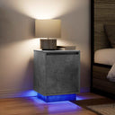 Κομοδίνα με φώτα LED 2 τεμάχια Μπετόν Γκρι 38x34x50 cm