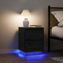 Κομοδίνα με φώτα LED 2 τεμάχια Μαύρο 38x34x50 cm
