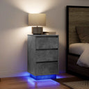 Κομοδίνο με φώτα LED Γκρι μπετόν 38x34x65 cm
