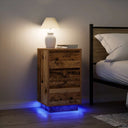 Κομοδίνο με φώτα LED Παλιό ξύλο 38x34x65 cm